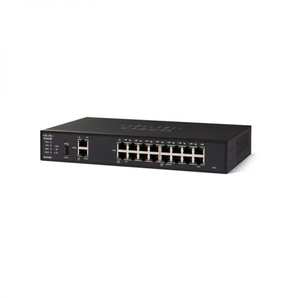 روتر VPN سیسکو RV345P-K9-G5، دو WAN گیگابیت، 16 پورت GE/2 پورت WAN/پشتیبانی VPN