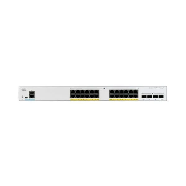 سوییچ سیسکو C1000-24FP-4G-L، 24 پورت PoE+ با بودجه 370 وات و 4 پورت SFP