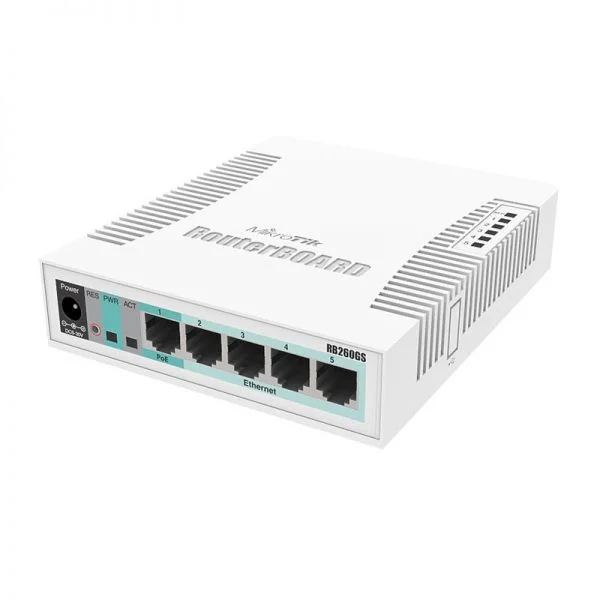 سوئیچ مدیریتی میکروتیک CSS106-5G-1S، ۵ پورت گیگابیت اترنت، ۱ اسلات SFP