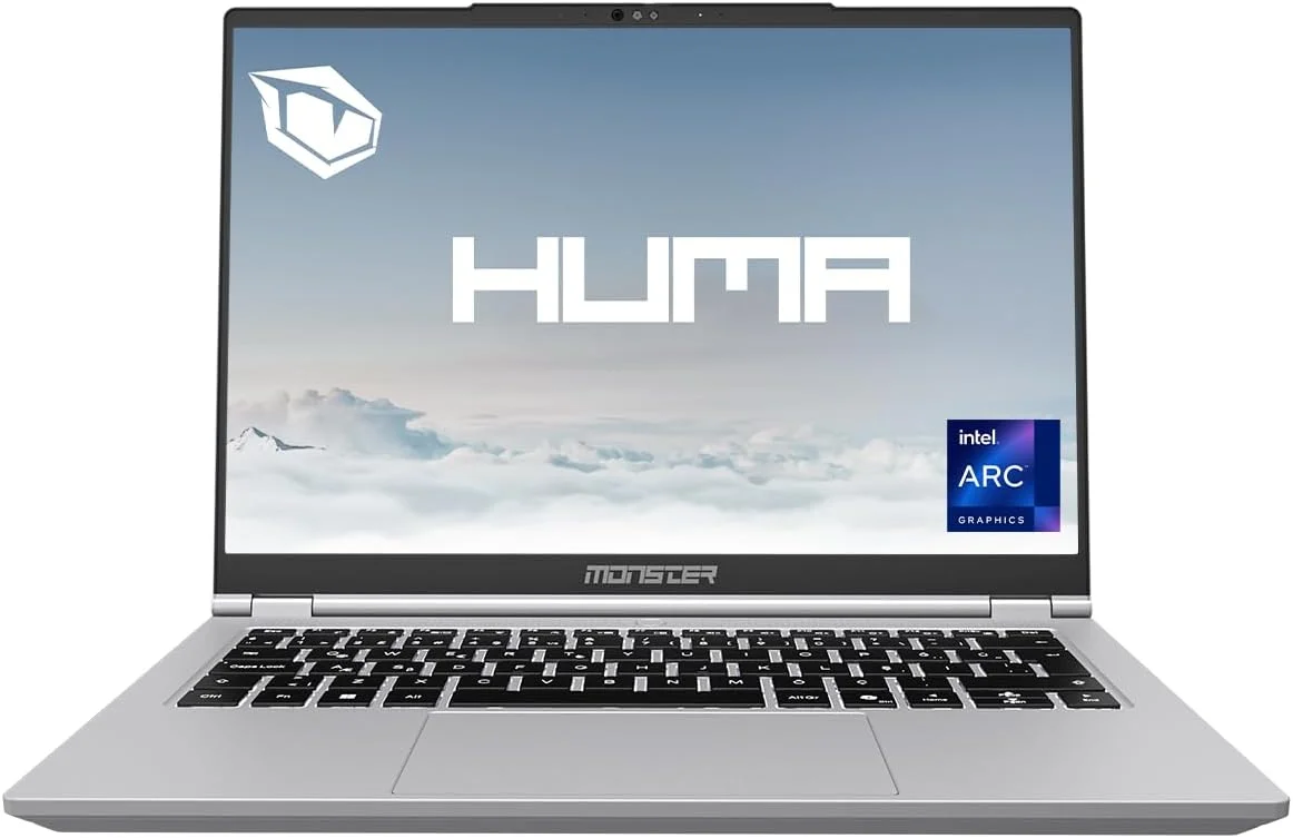 لپ تاپ مانستر هوما H4 V6.1.4 Core Ultra 7 155H، ۱۶ گیگابایت رم، ۱ ترابایت SSD، گرافیک Intel Arc، FreeDOS، صفحه نمایش ۱۴ اینچ QHD ۱۲۰ هرتز