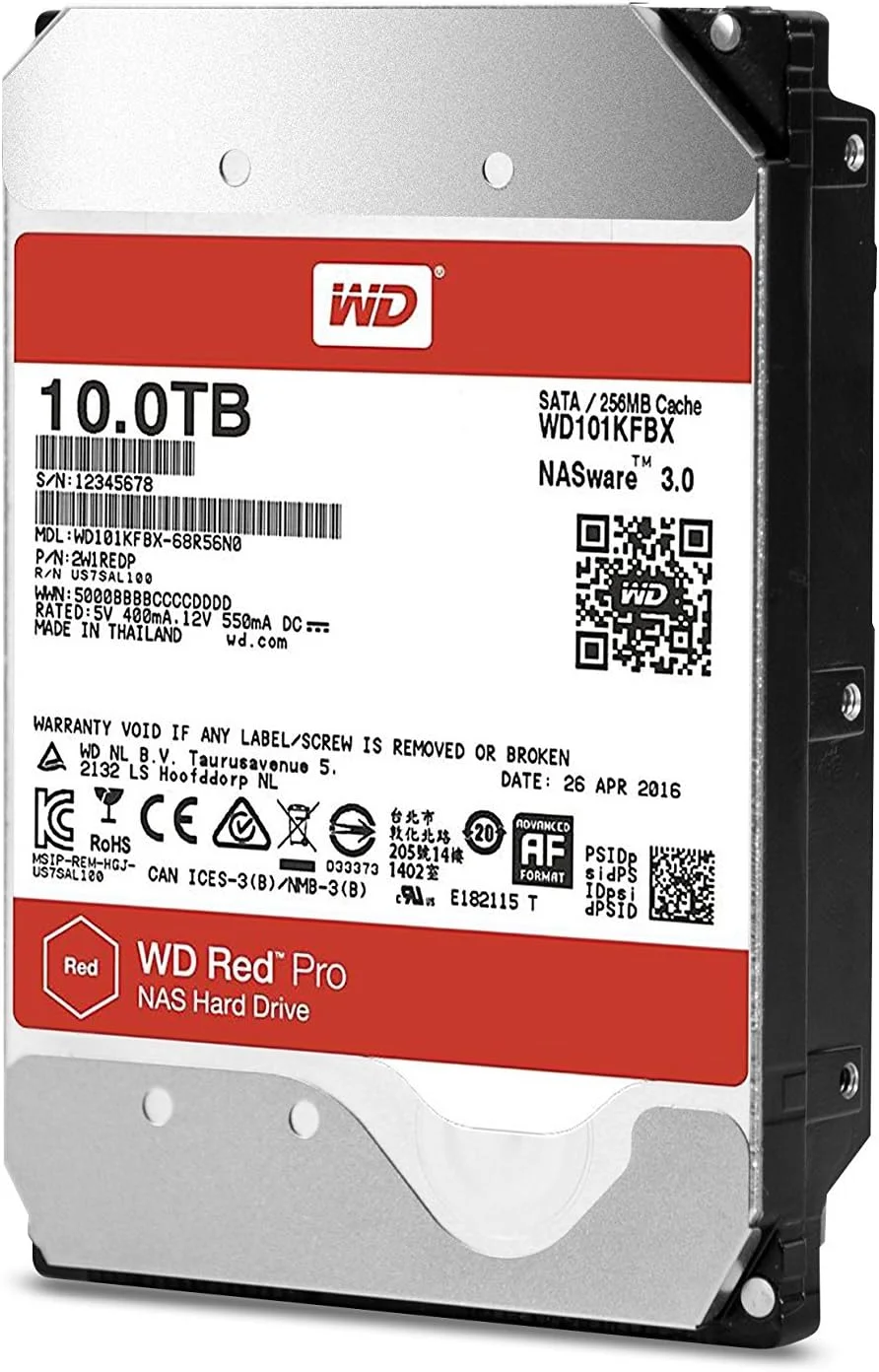 هارد دیسک اینترنال وسترن دیجیتال WD Red Pro 10TB - 7200RPM, SATA 6Gb/s, CMR, 256MB Cache, 3.5 اینچ - WD101KFBX