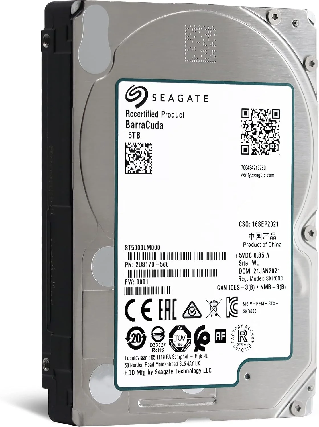 هارد دیسک سیگیت باراکودا 2.5 اینچ 5 ترابایت SATA 5400rpm 128MB