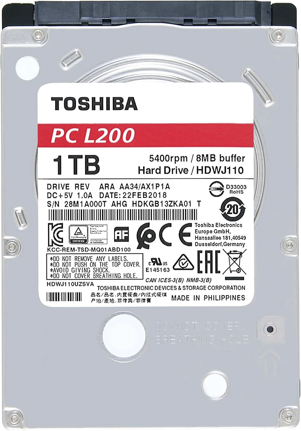 هارد دیسک توشیبا L200 1TB 2.5 اینچ SATA HDWJ110UZSVA هارد دیسک توشیبا L200 1TB 2.5 اینچ SATA HDWJ110UZSVA