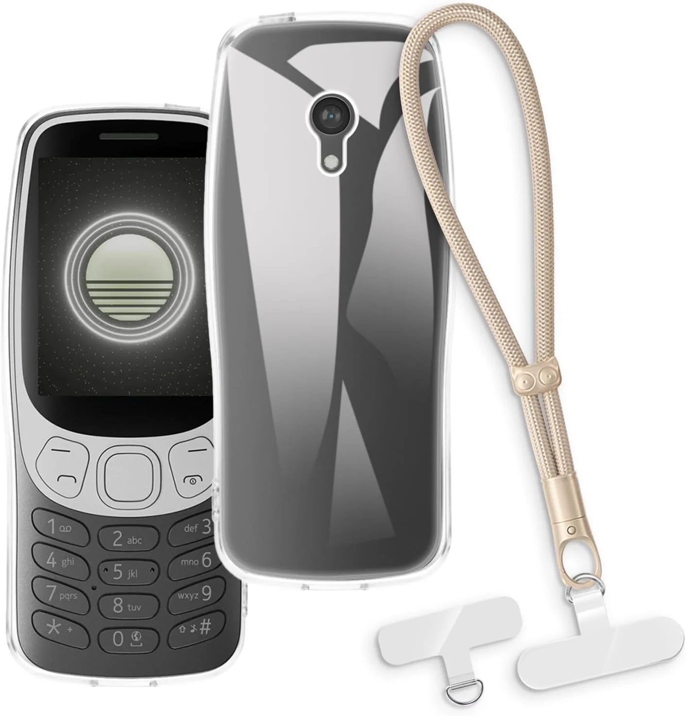 قاب و بند مچی گوشی نوکیا Nokia 3210 2024 - شفاف و طلایی قاب و بند مچی گوشی نوکیا Nokia 3210 2024 - شفاف و طلایی