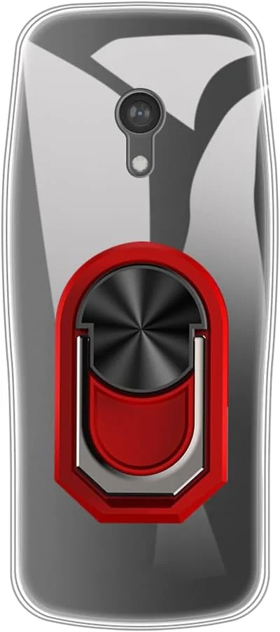 قاب و هولدر انگشتی گوشی نوکیا Nokia 3210 2024 - شفاف و قرمز