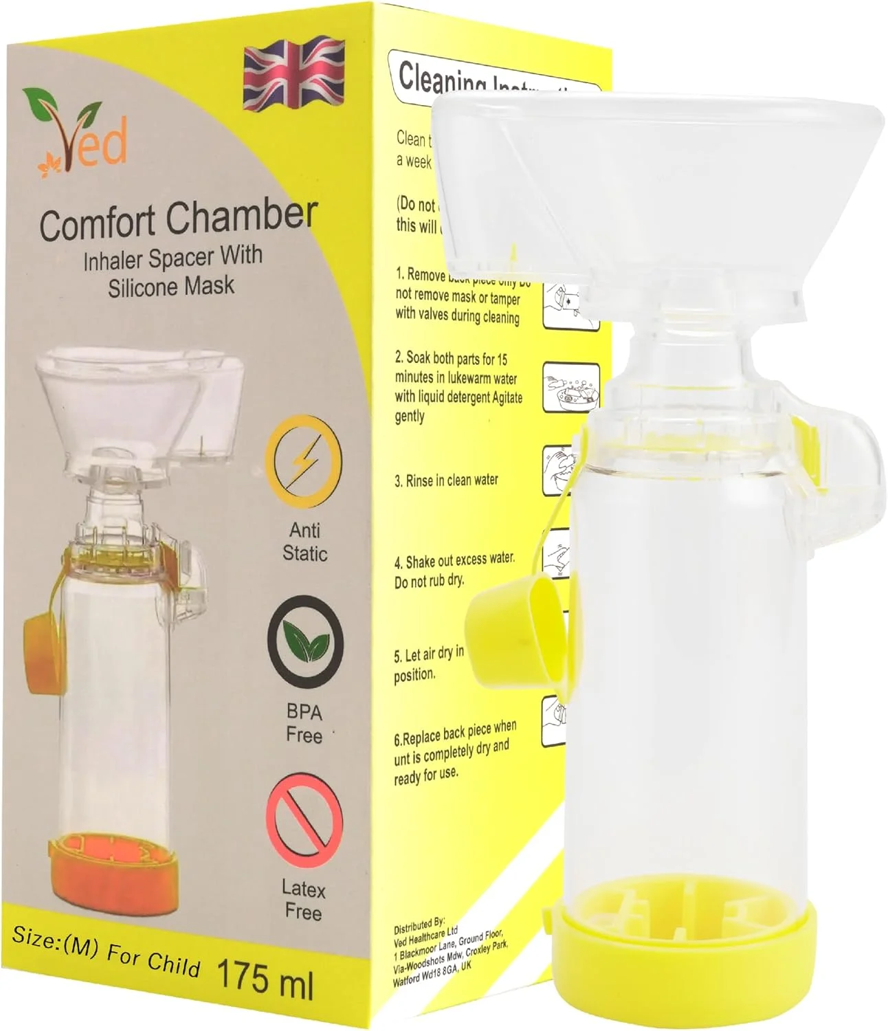 دم یار (اسپیسر) استنشاقی AeroChamber Plus مدل کودک (زرد)
