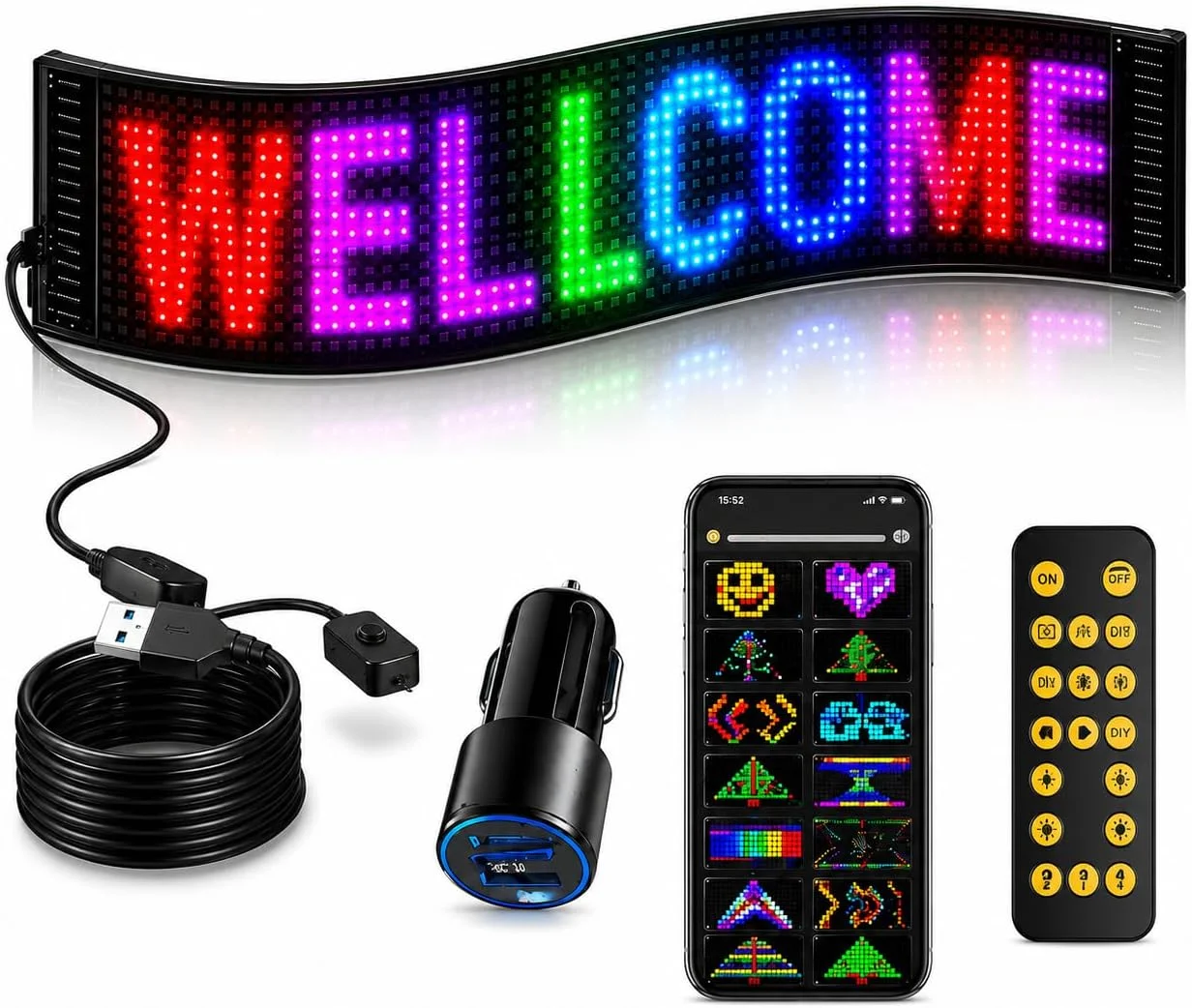 تابلو ال ای دی روان ۱۶ در ۹۶ پیکسل RGB منعطف با کنترل بلوتوثی