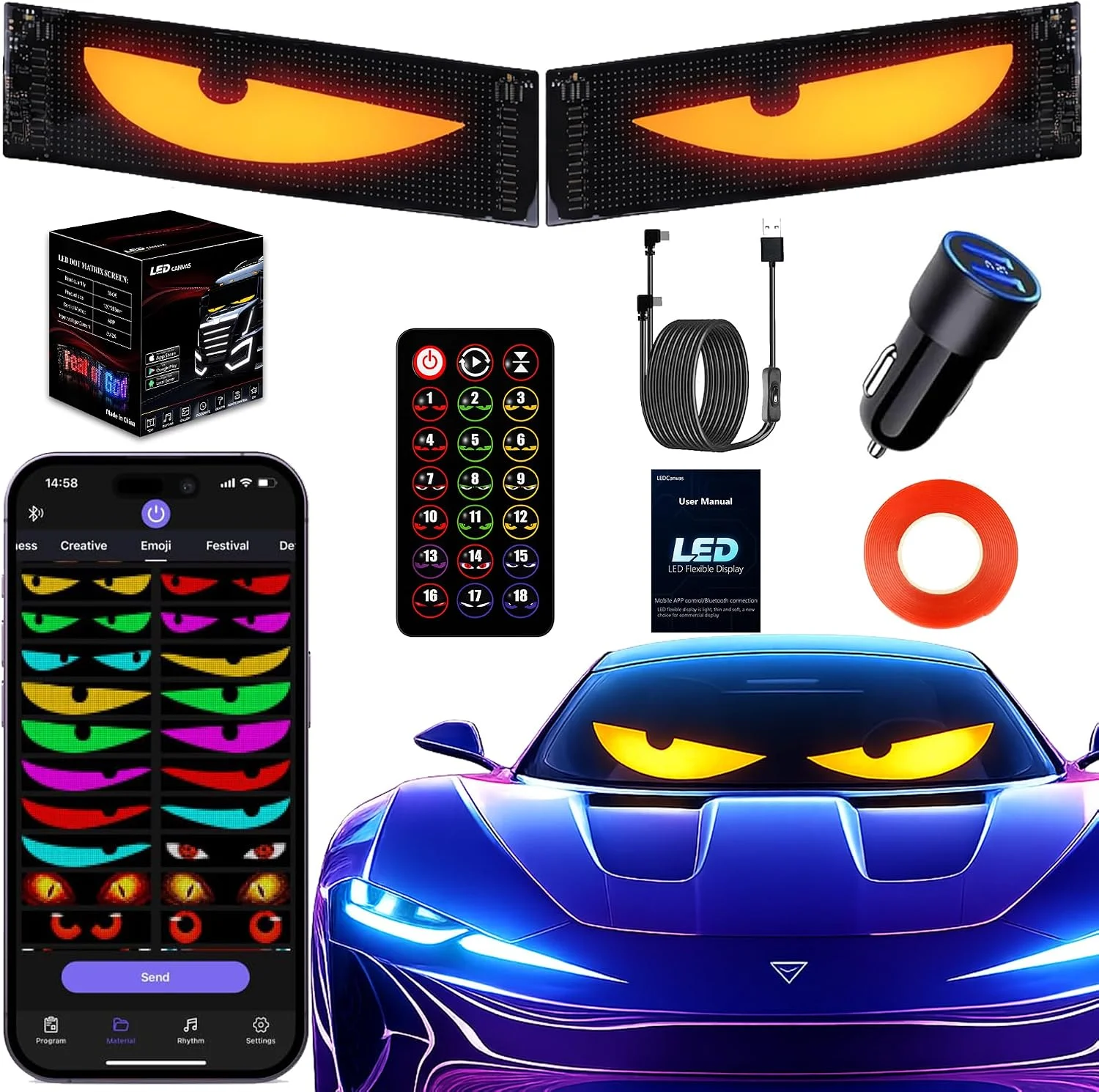 نمایشگر ال‌ای‌دی خودرو مدل USB سایز 9.2x14.7 اینچ 2 عددی