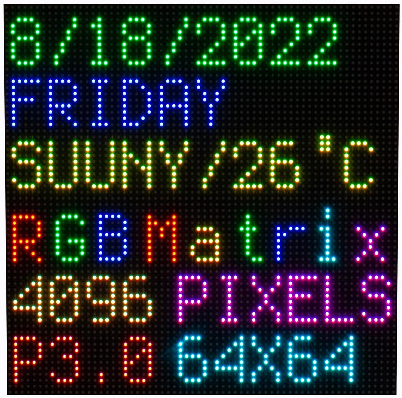 ماژول نمایشگر LED ماتریس RGB سایز 64x64 پیکسل ماژول نمایشگر LED ماتریس RGB سایز 64x64 پیکسل
