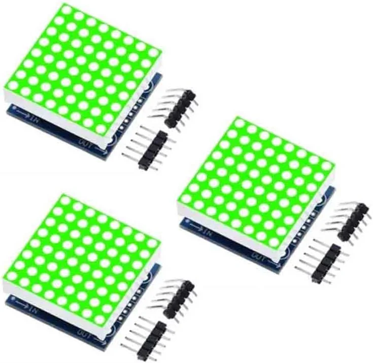 ماژول نمایشگر ماتریس ال‌ای‌دی 8x8 سبز مدل MAX7219 - بسته 3 عددی