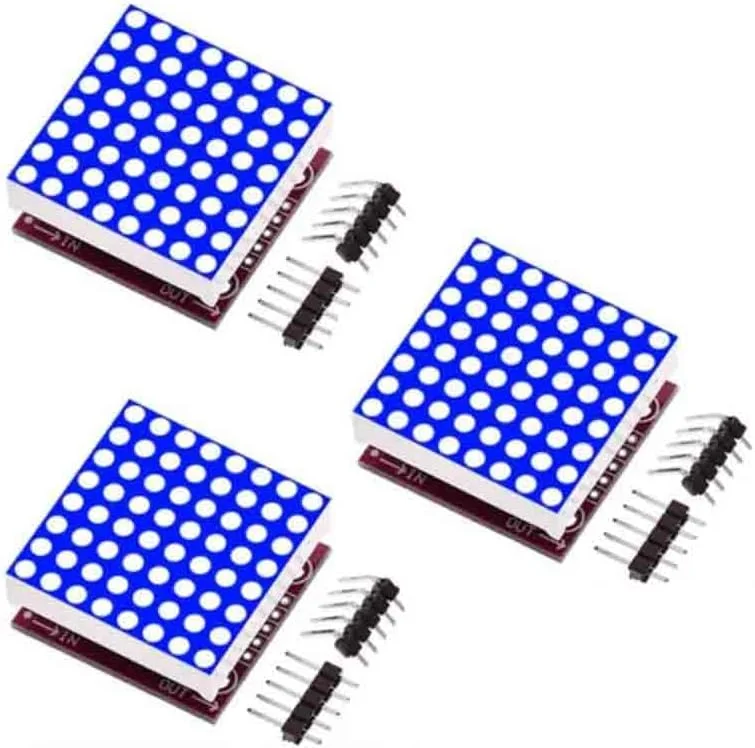 ماژول نمایشگر ماتریس ال ای دی 8 در 8 آبی مدل MAX7219 - بسته 3 عددی