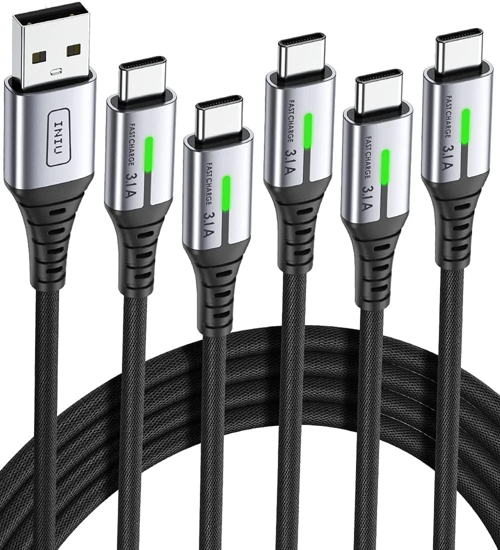 پک ۵ عددی کابل شارژ USB-A به USB-C اینیو در طول‌های مختلف