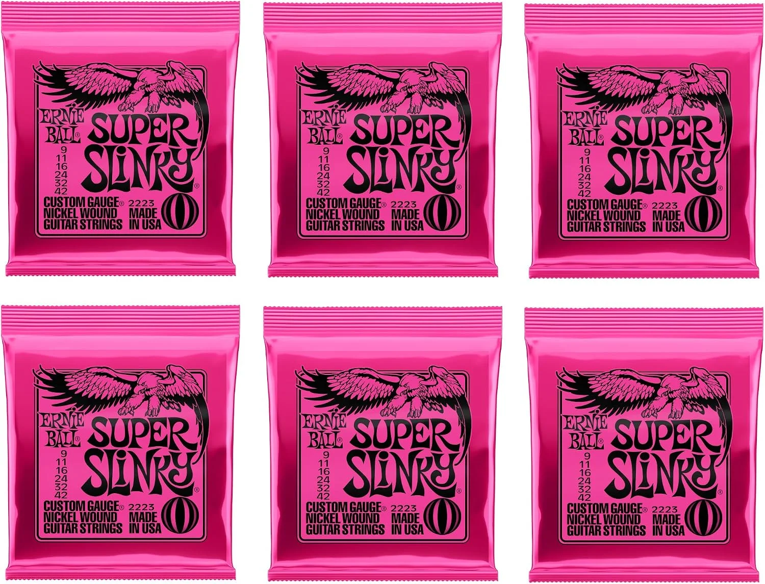 سیم گیتار الکتریک ارنی بال مدل Super Slinky گیج 9-42 (بسته 6 تایی)