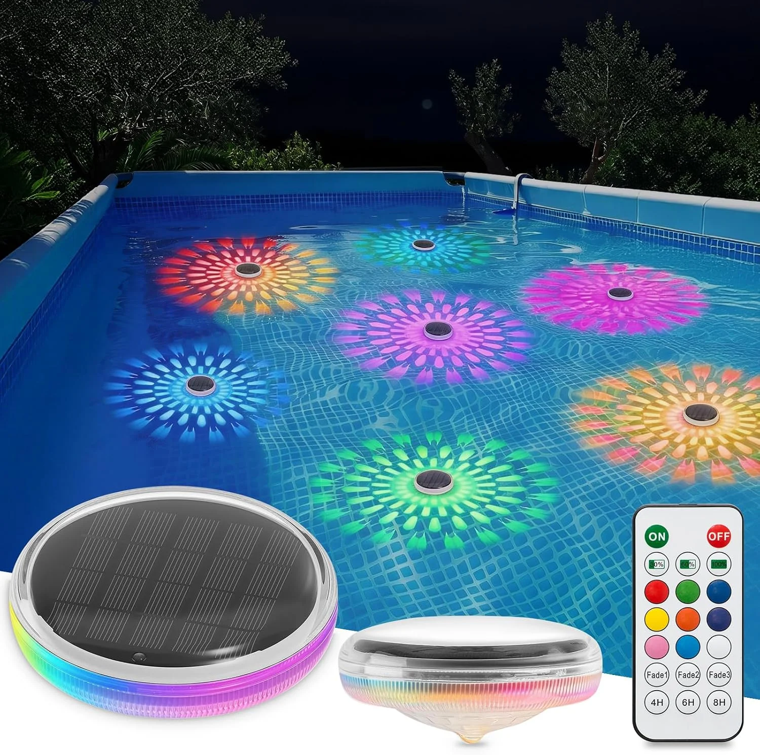 چراغ شناور استخری خورشیدی RGB با ریموت کنترل (بسته ۲ عددی)