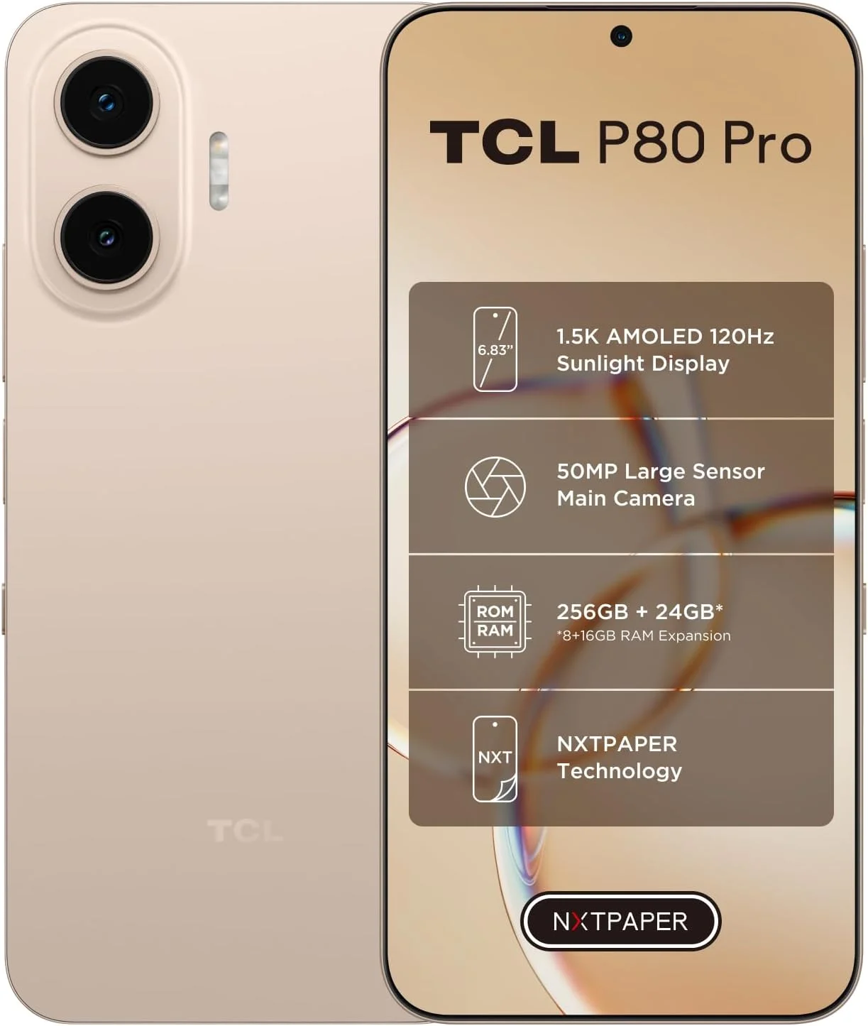 گوشی موبایل تی سی ال P80 Pro 5G ظرفیت 256 گیگابایت رنگ طلایی