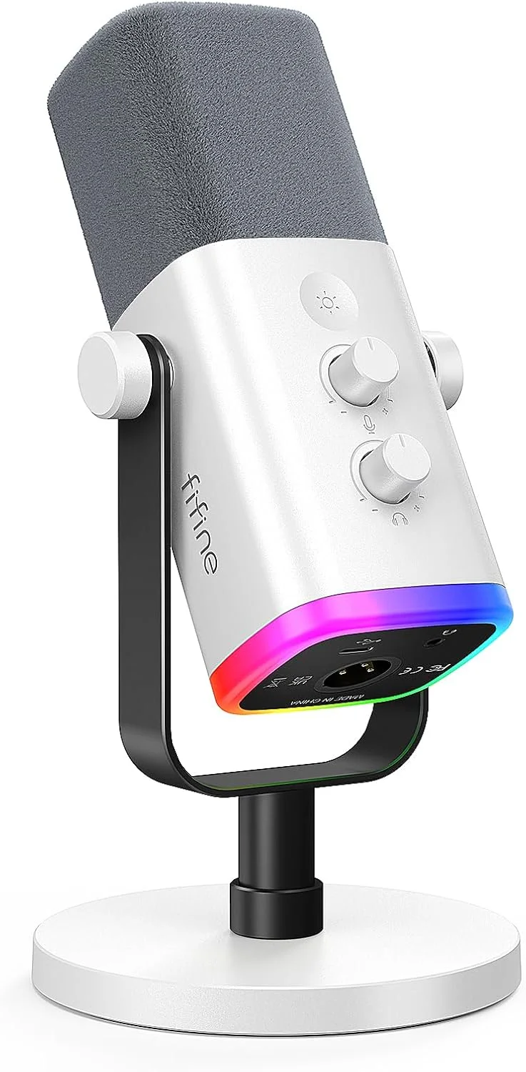 میکروفون گیمینگ و استریمینگ فایفین مدل AmpliGame AM8W سفید