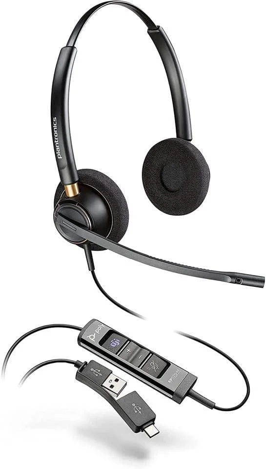 هدست پلی انکورپرو 525-M دوگوش USB-A و USB-C