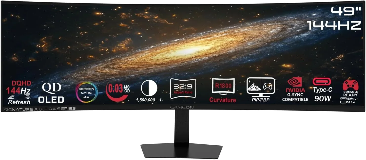 مانیتور گیمینگ خمیده گیم‌آن Signature X سایز 49 اینچ QD-OLED
