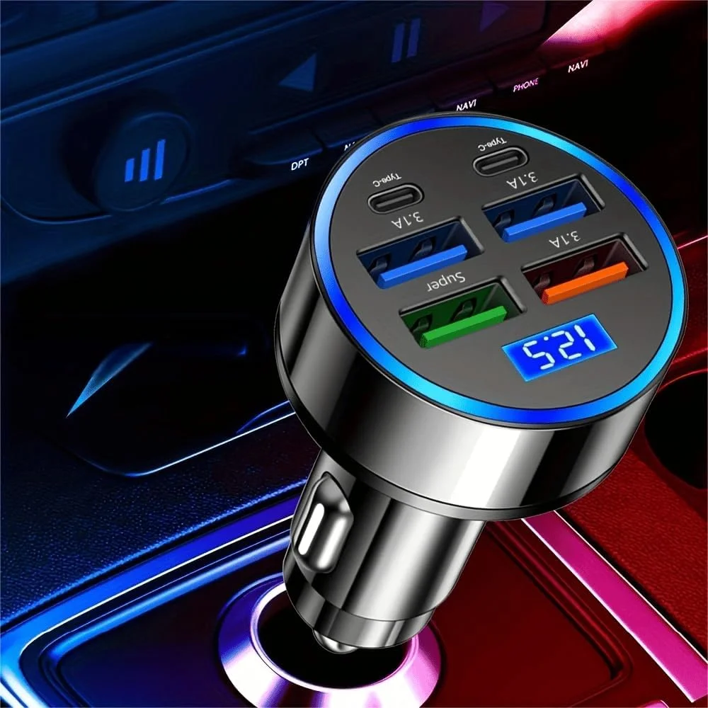 شارژر وایرلس مگنتی خودرو ۶ کاره با فست شارژ QC3.1 و USB-C شارژر وایرلس مگنتی خودرو ۶ کاره با فست شارژ QC3.1 و USB-C