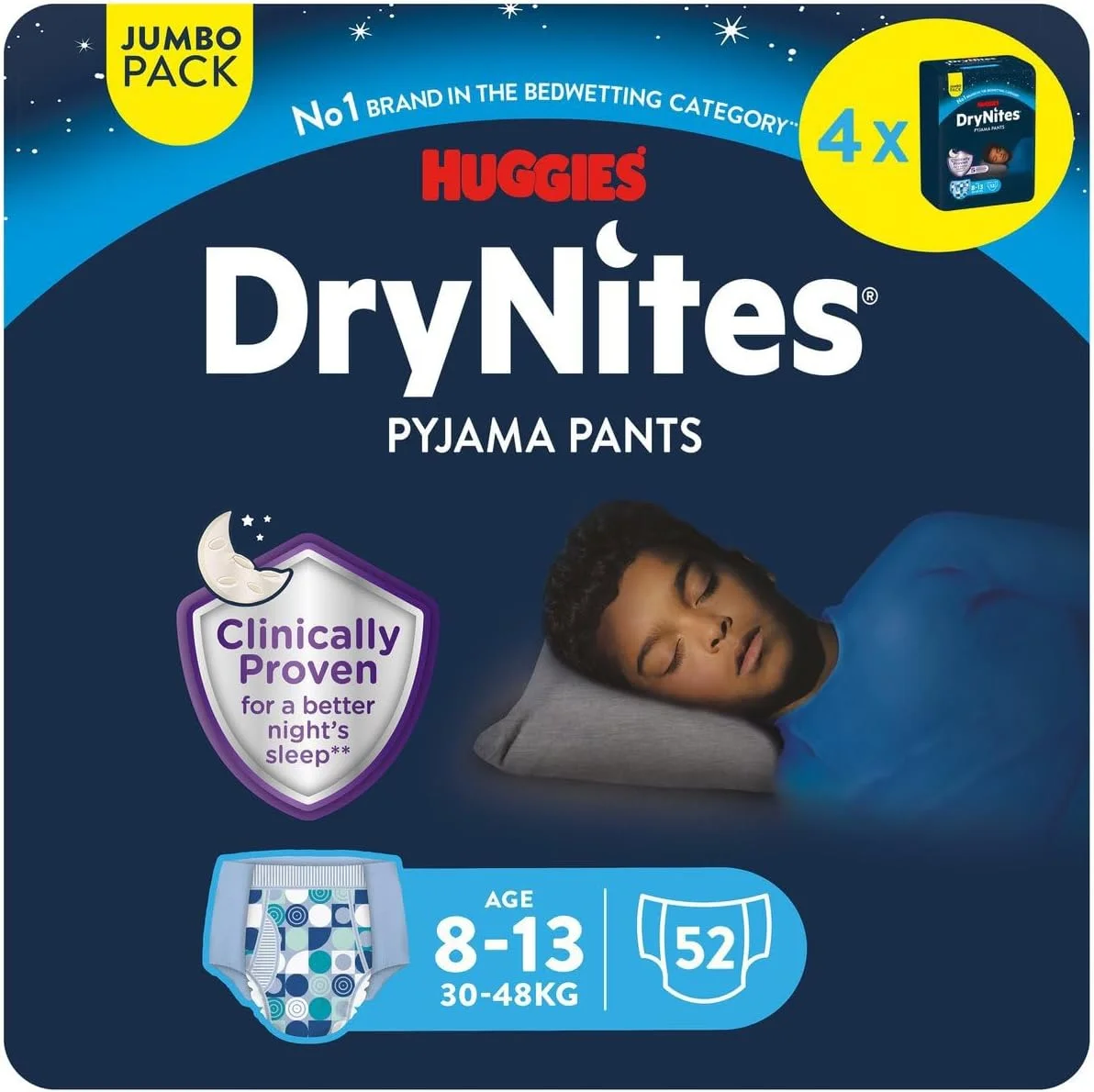 پوشک بچه هایگیز مدل Drynites سایز L بسته 52 عددی