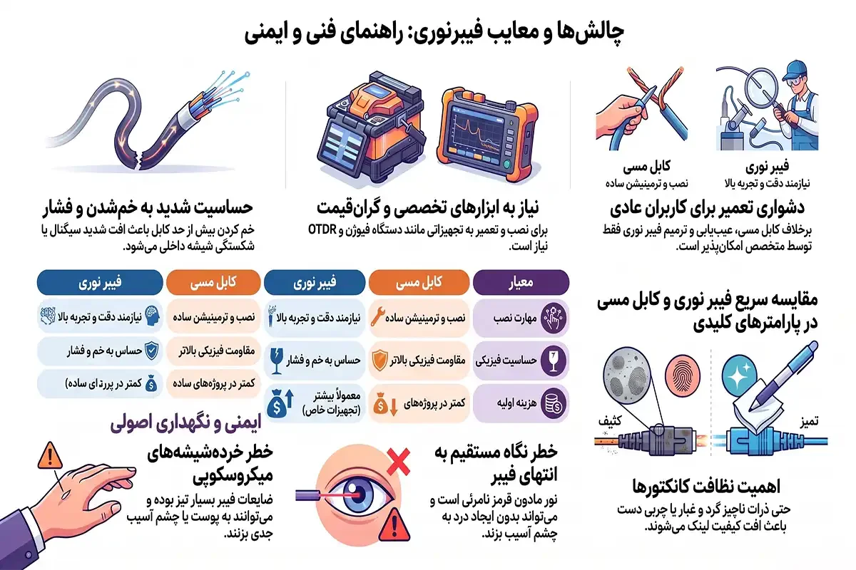 معایب فیبر نوری چیست