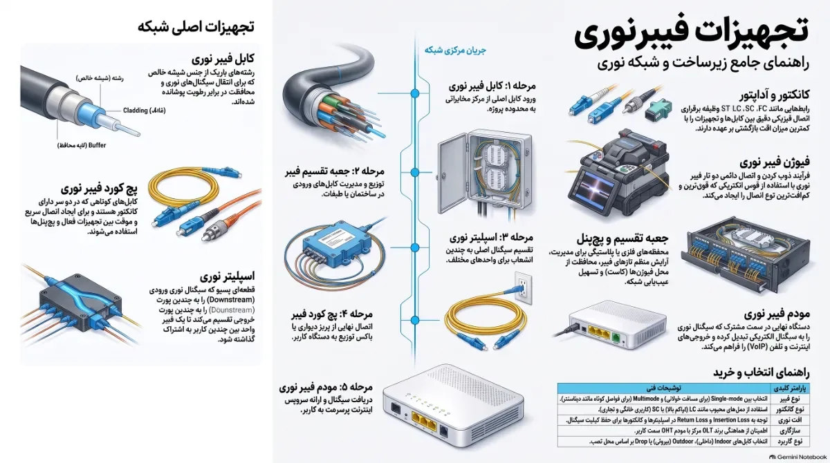 راهنمای-اجزای-اصلی-شبکه-فیبر-نوری