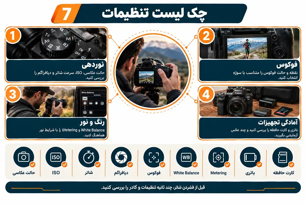 چک لیست تنظیمات دوربین عکاسی کانن