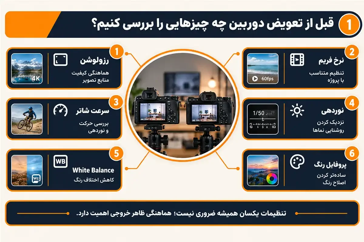 کیان داریا چگونه هنگام فیلم برداری دوربین را عوض کنیم و بررسی قبل از تنظیم