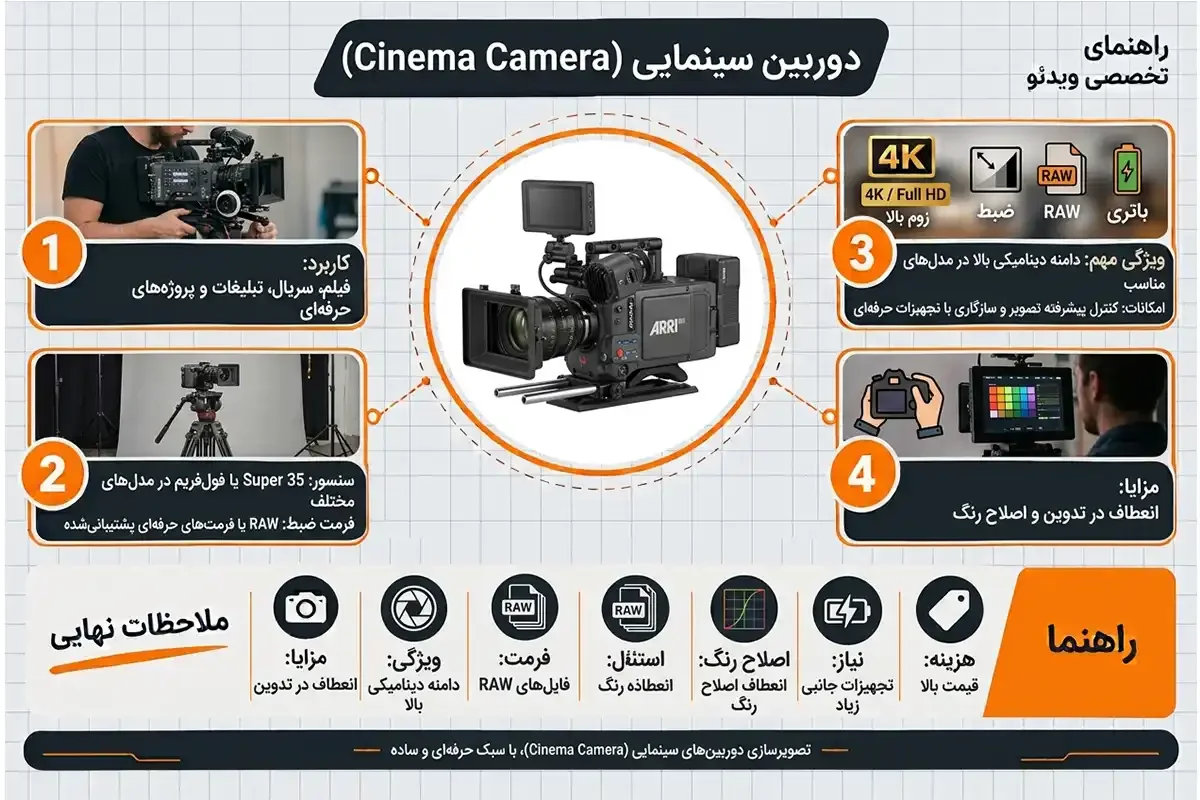 انواع دوربین فیلم برداری سینمایی