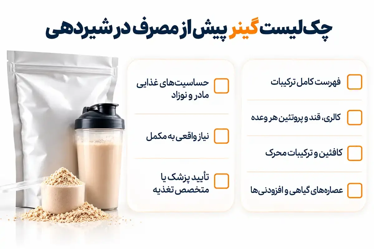 چک لیست پودر گینر در شیردهی